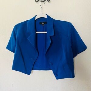 Lulu's Royal Blue Cropped Short Sleeve Blazer